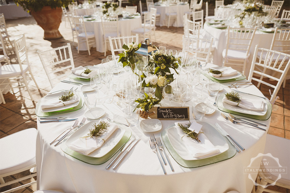 Hannah and Daniel white and green table