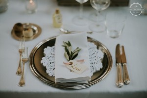 Villa wedding Tuscany olive and silver place setting