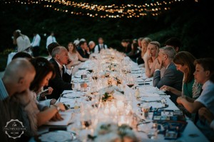 Villa wedding Tuscany fairy lights long table