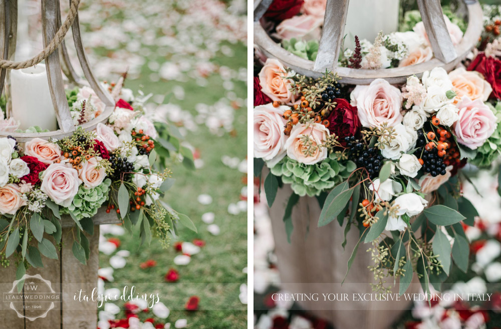 Wedding at Villa Ulignano floral arch