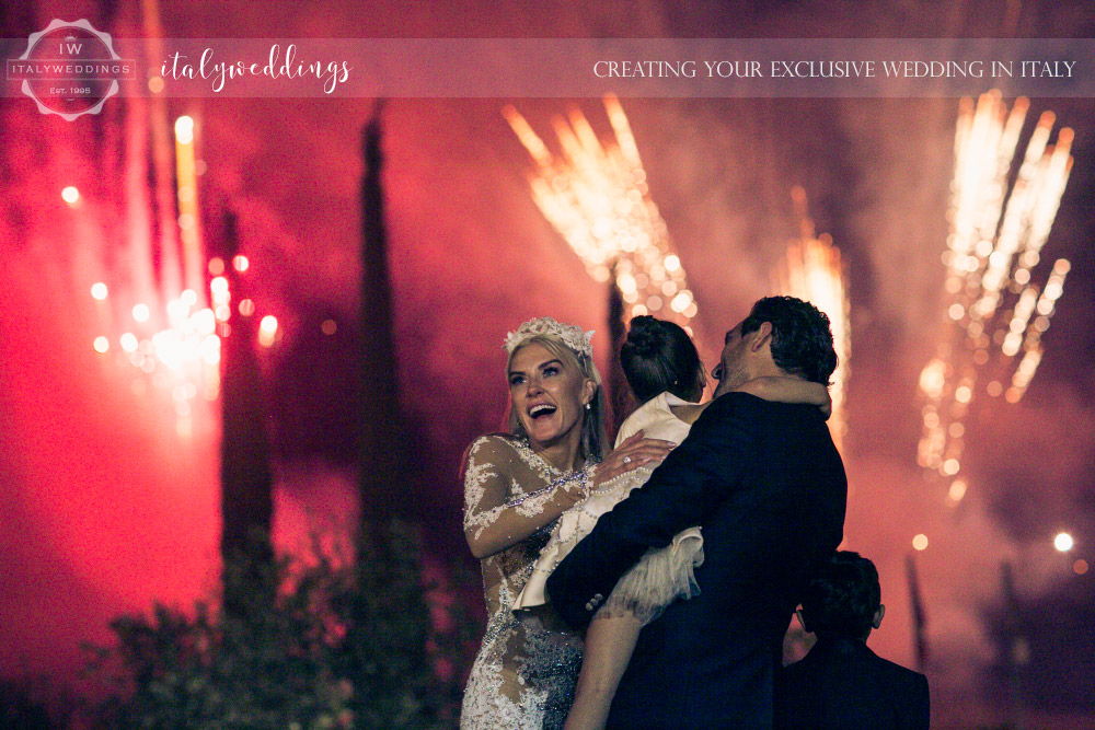 Italy wedding fireworks
