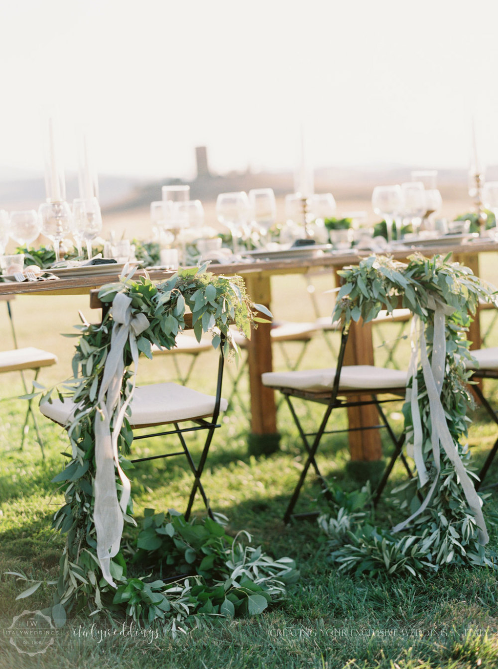 Stylish wedding Pienza Val D'Orcia mise en place