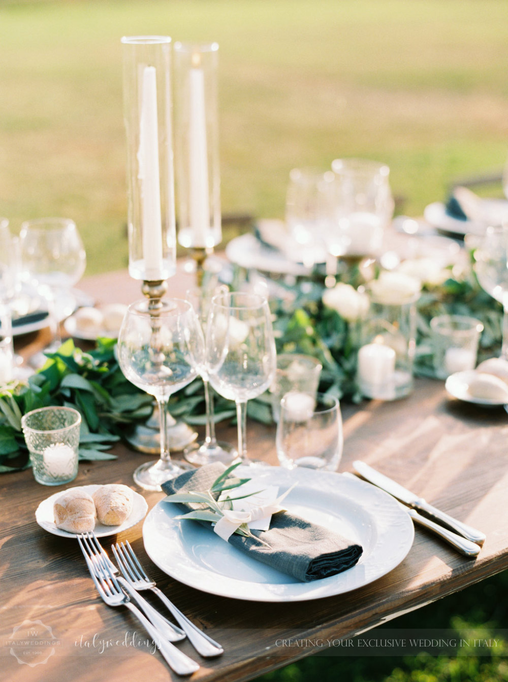 Stylish wedding Pienza Val D'Orcia mise en place