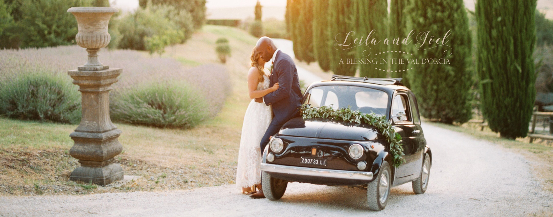 Stylish wedding Pienza Val D'Orcia fiat 500