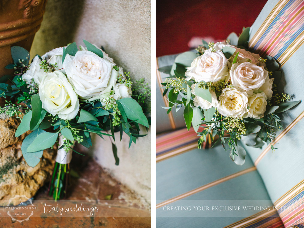 Symbolic blessing at Borgo Stomennano Tuscany bouquets