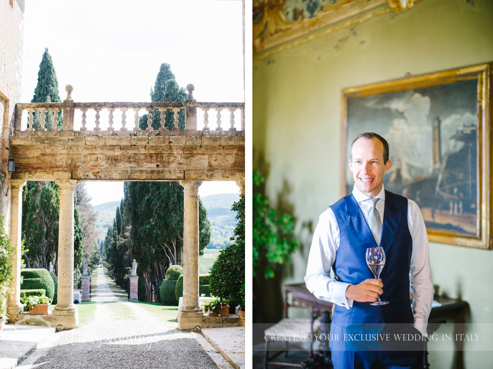 Symbolic blessing at Borgo Stomennano Tuscany bouquets