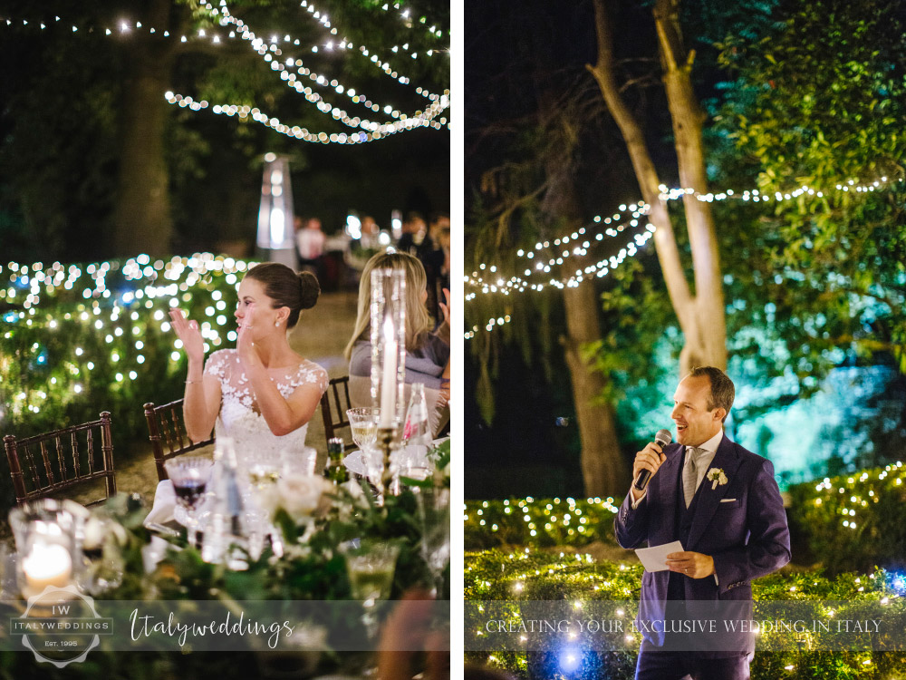 Symbolic blessing at Borgo Stomennano meal fairy lights