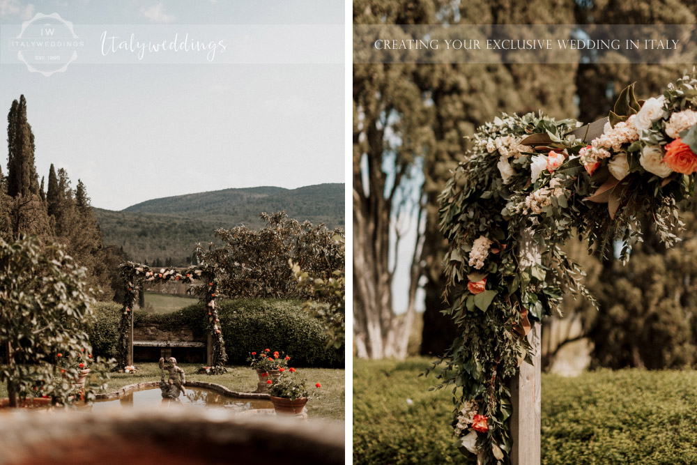 Stomennano wedding Tuscany floral arch