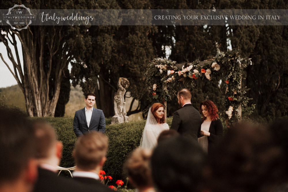 Stomennano wedding Tuscany garden blessing