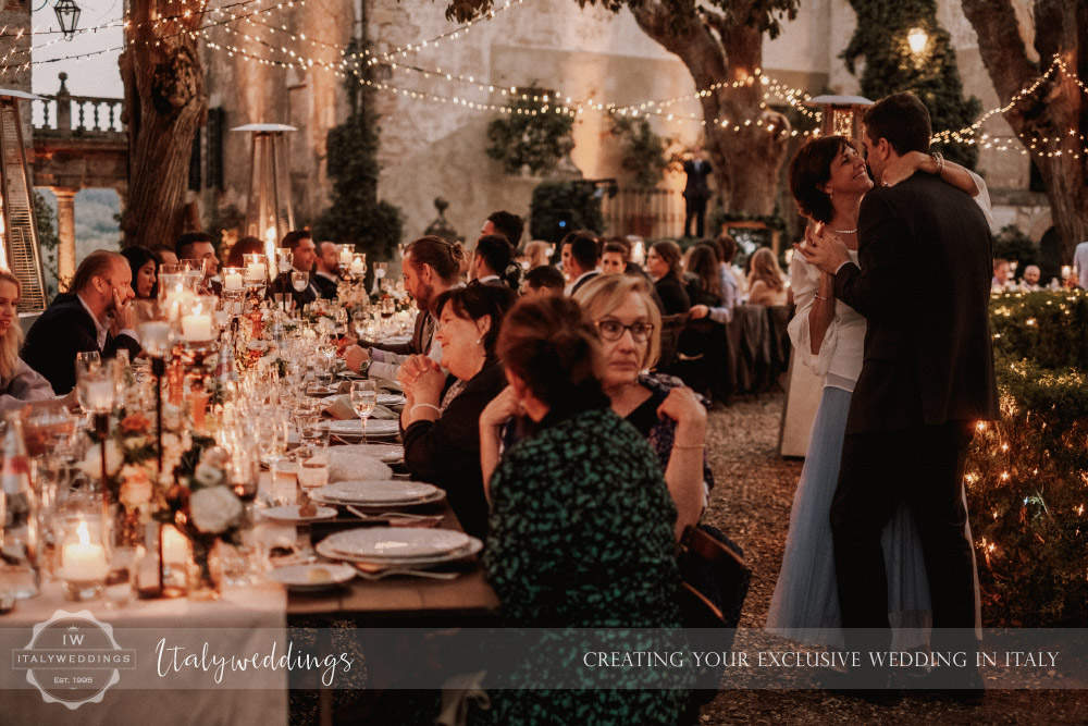 Stomennano wedding Tuscany long table lighting