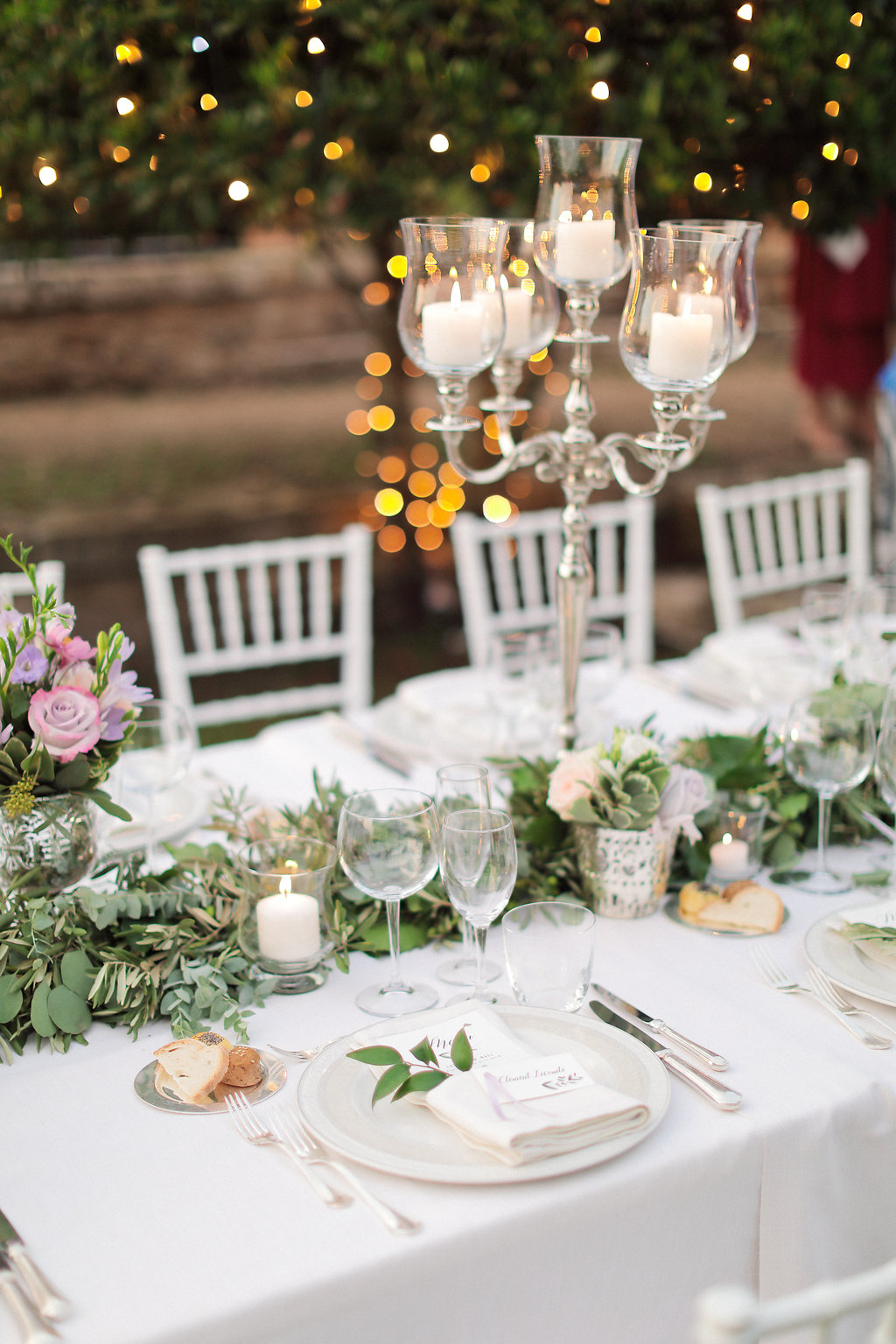 Luxury wedding blessing with secret garden lighting Tuscany