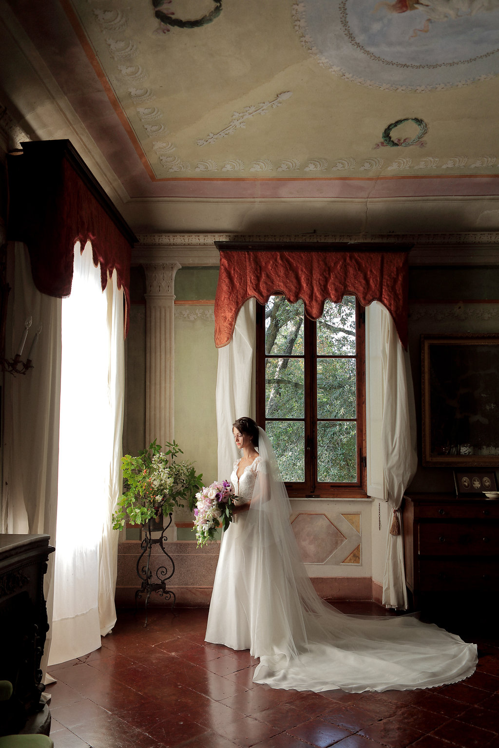 Luxury wedding blessing with secret garden lighting Tuscany