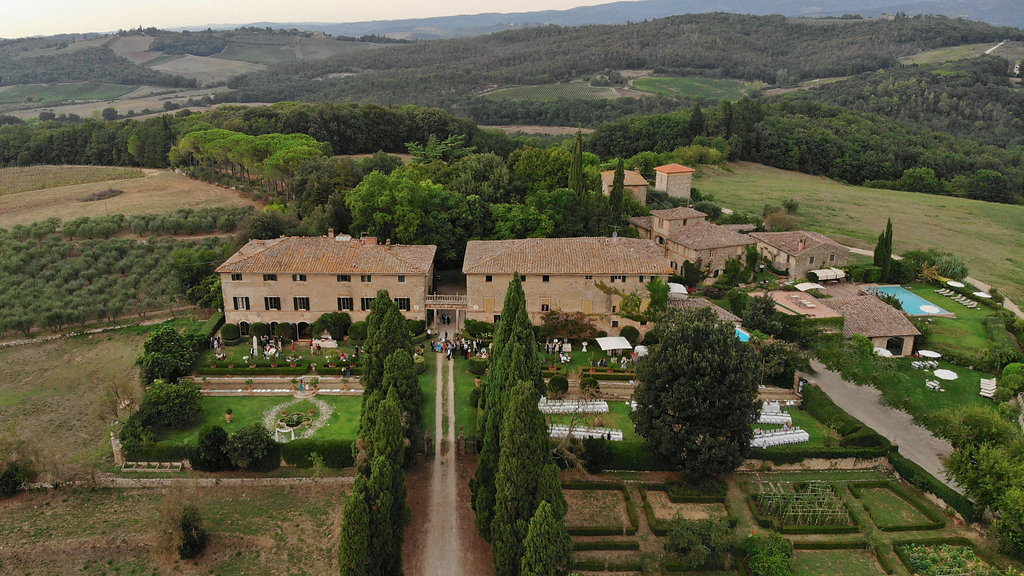 Luxury wedding blessing with secret garden lighting Tuscany