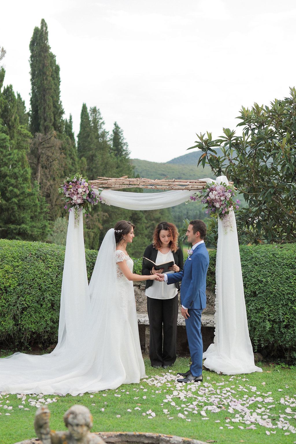 Luxury wedding blessing with secret garden lighting Tuscany