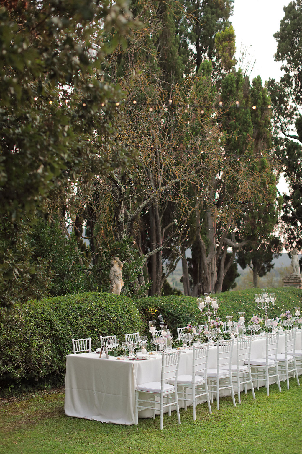 Luxury wedding blessing with secret garden lighting Tuscany