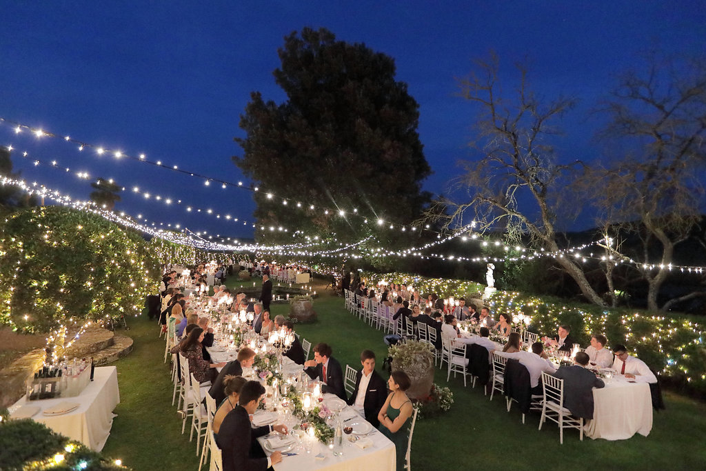 Luxury wedding blessing with secret garden lighting Tuscany