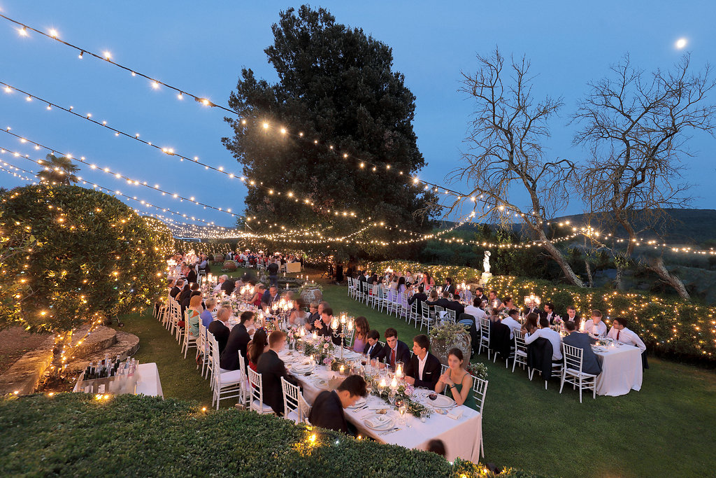 Luxury wedding blessing with secret garden lighting Tuscany