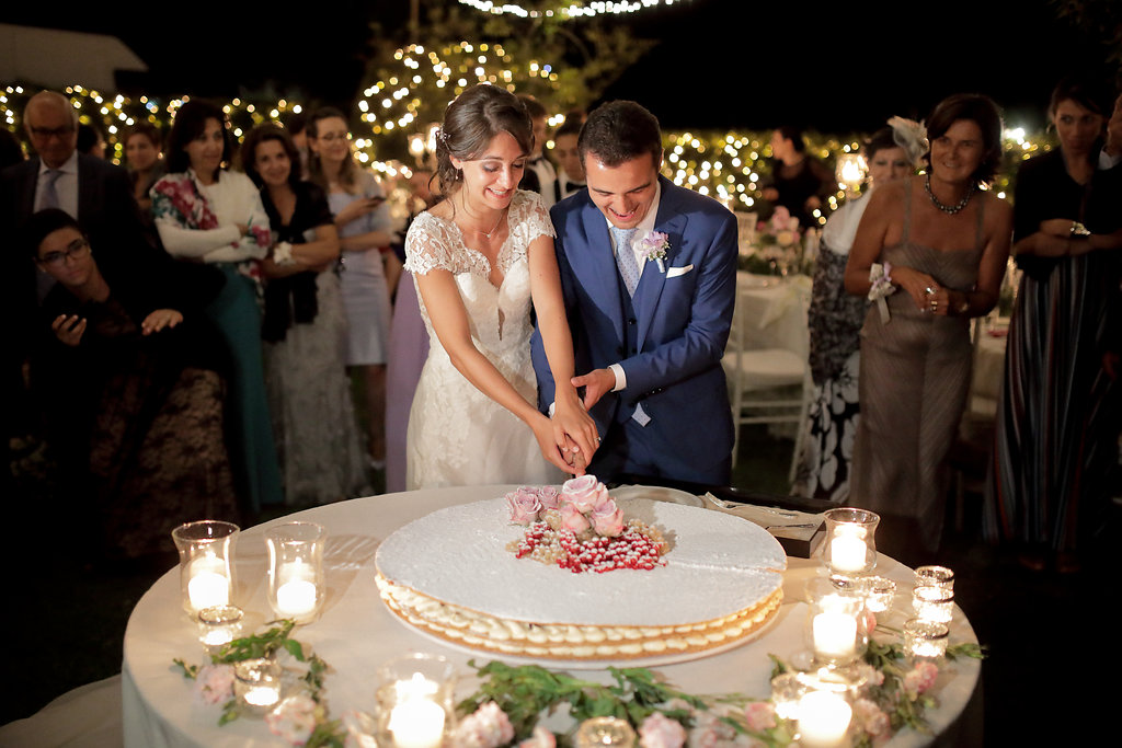 Luxury wedding blessing with secret garden lighting Tuscany