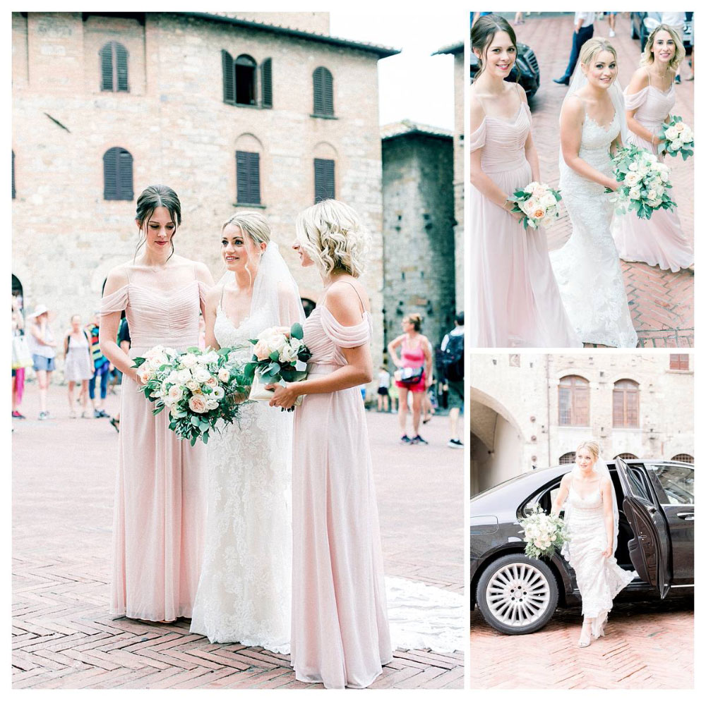A stunning San Gimignano wedding and Italian wedding party at Stomennano Tuscany