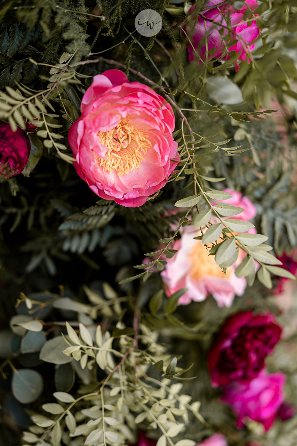 Stunning colorful wedding with strong pinks and reds in Tuscany