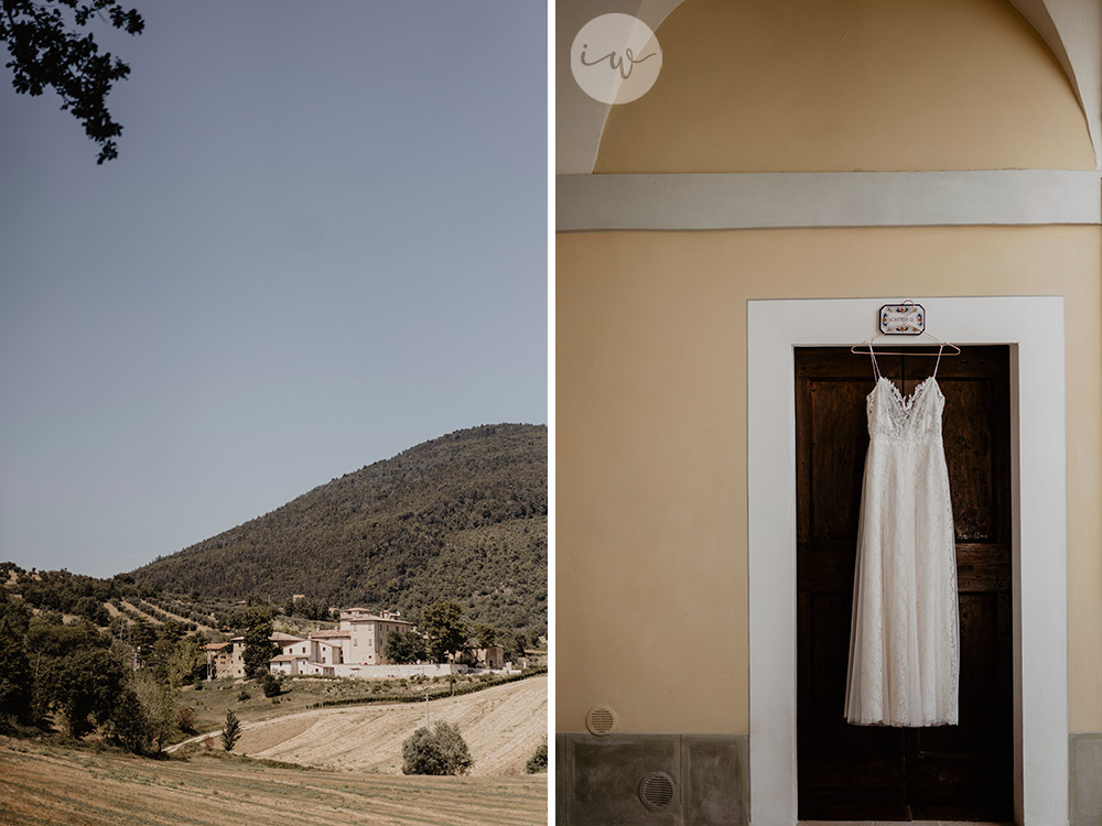 Boho blessing in Umbria Italy white and green details