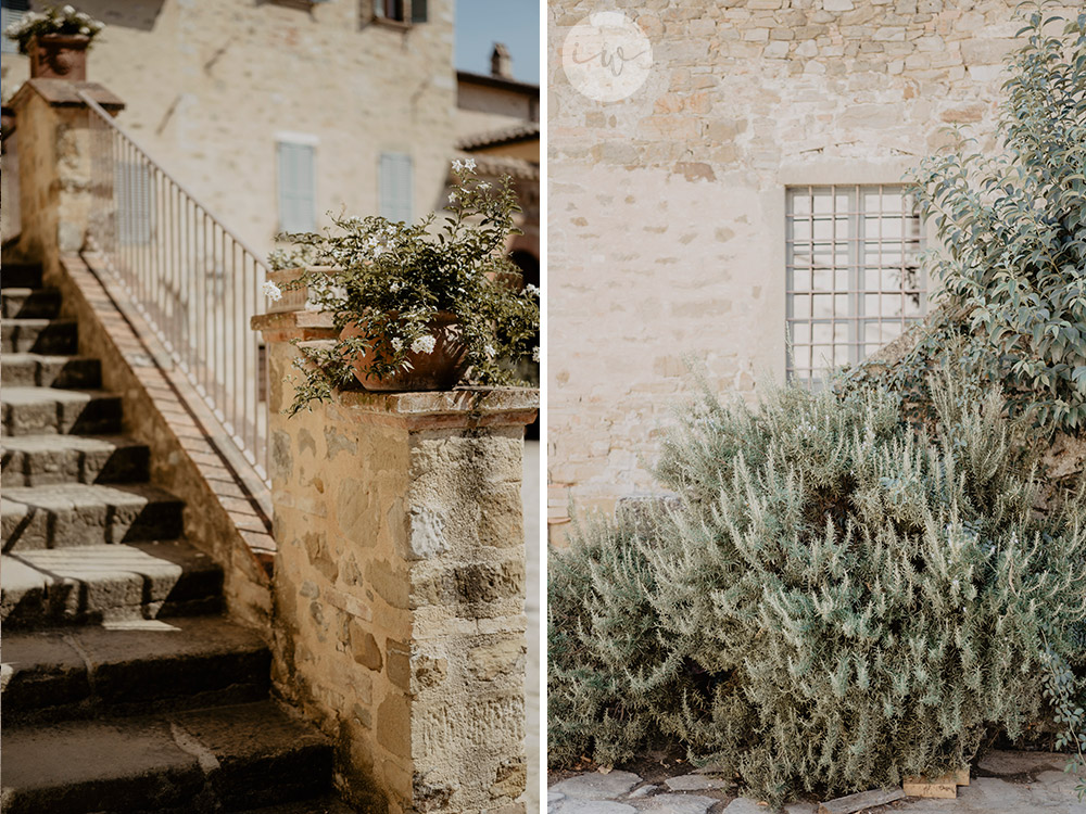 Boho blessing in Umbria Italy white and green details