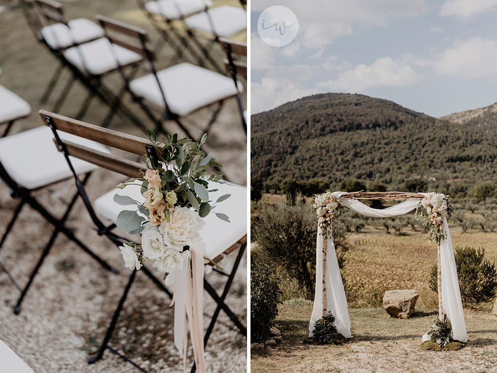 Boho blessing in Umbria Italy white and green details