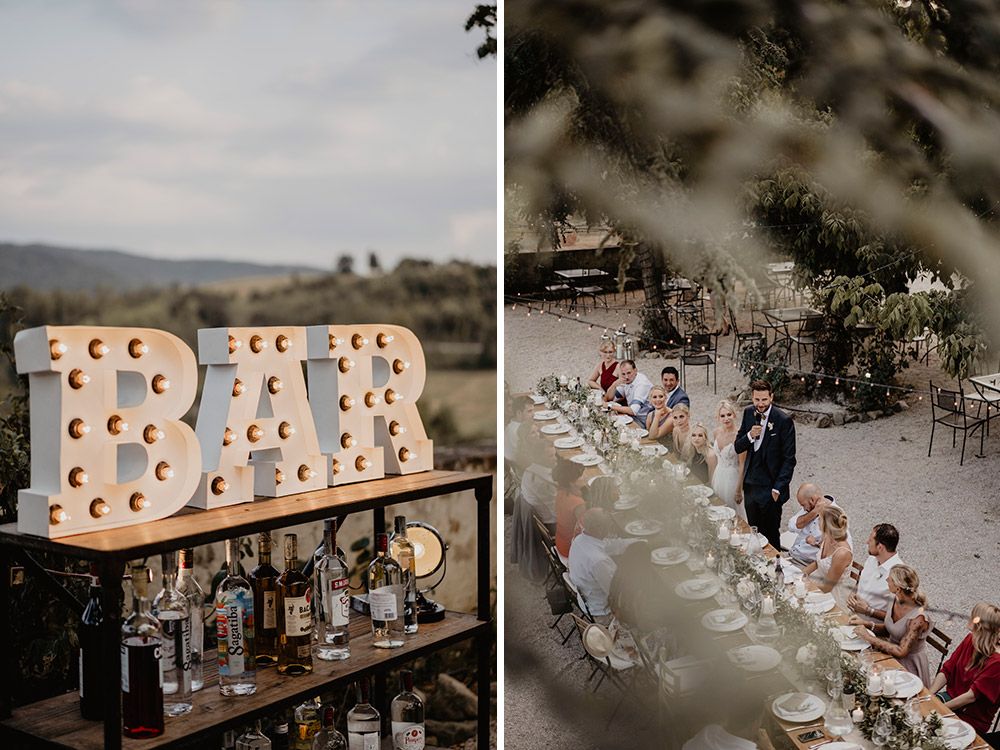 Boho blessing in Umbria Italy white and green details