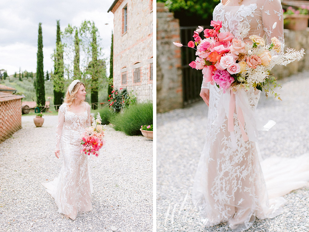 Dreamy vllla blessing in Tuscany bridal style