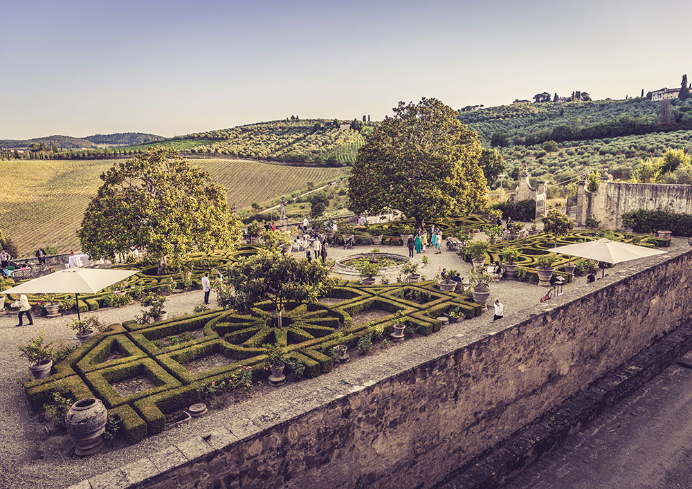 Villa Corsini mezzomonte luxury Tuscan wedding venue gardens