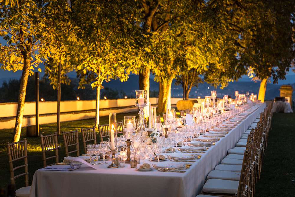 Villa Corsini mezzomonte luxury Tuscan wedding meal