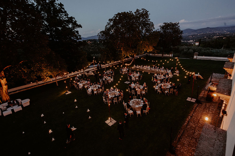 Villa Corsini mezzomonte luxury Tuscan wedding lighting
