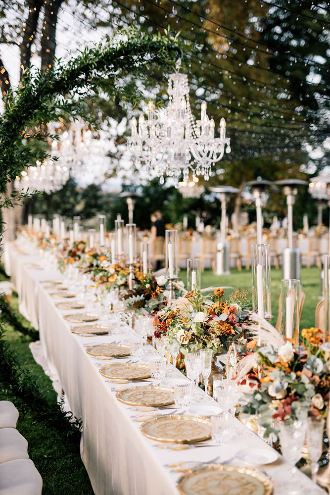 Villa Corsini mezzomonte luxury Tuscan wedding lighting