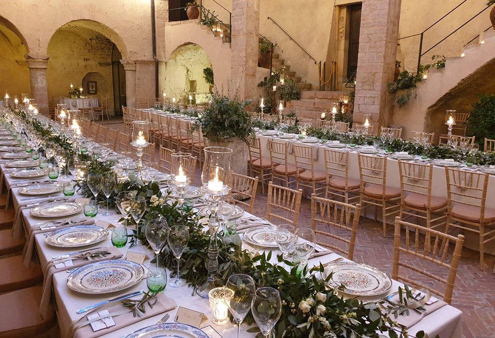 Abbey in southern Umbria wedding venue meal