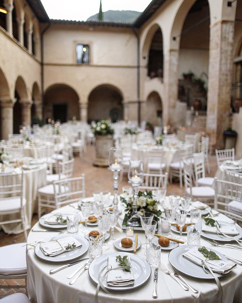 Abbey in southern Umbria wedding venue courtyard