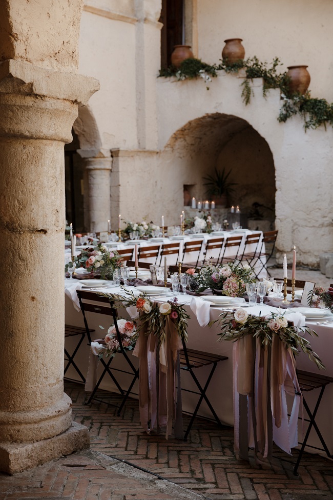 Abbey in southern Umbria wedding venue meal