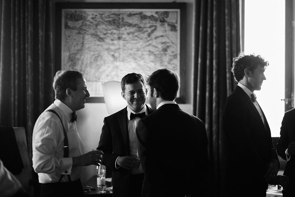 Jewish blessing La Posta Vecchia Rome groomsmen