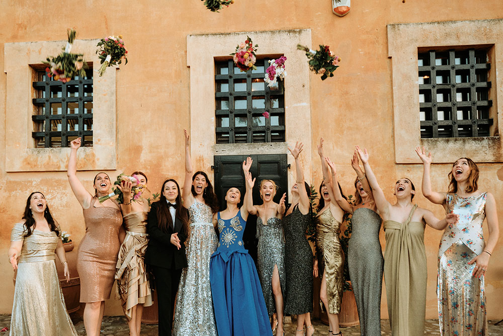 Jewish blessing La Posta Vecchia Rome bridesmaids