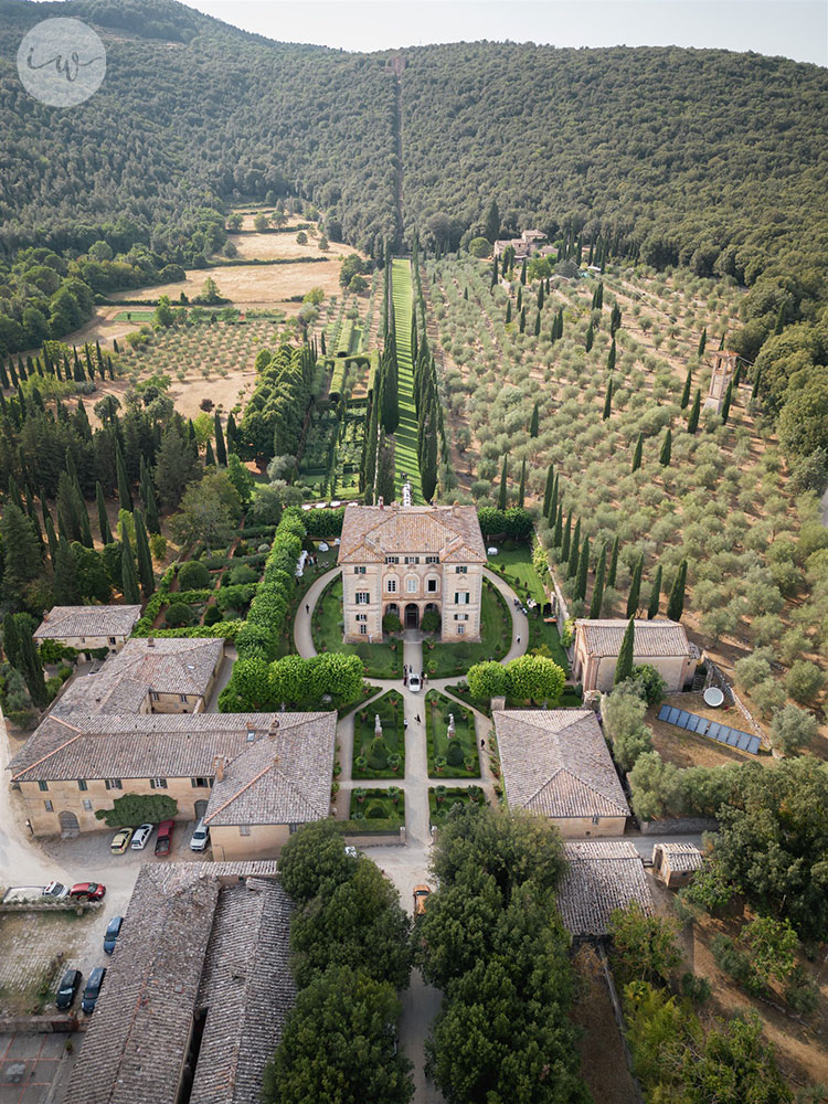 Villa Cetinale Catholic wedding panorama