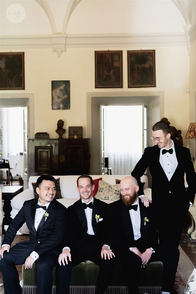 Villa Cetinale Catholic wedding groomsmen