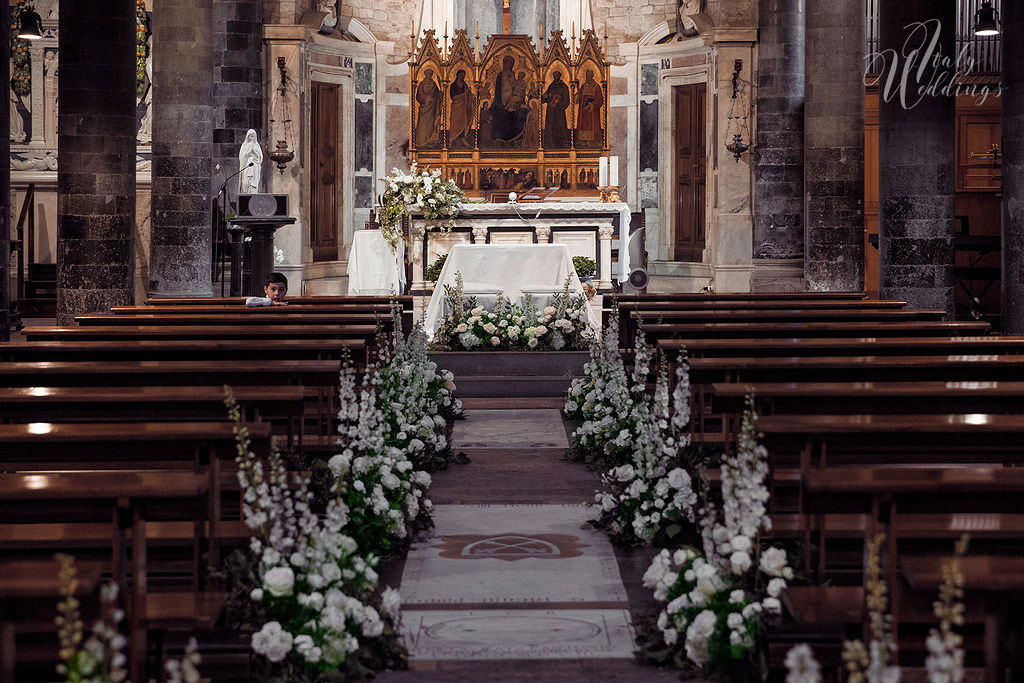 Catholic wedding Florence church florals
