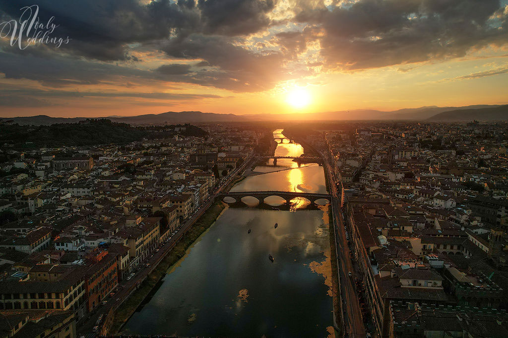 Catholic wedding Florence panorama sunset