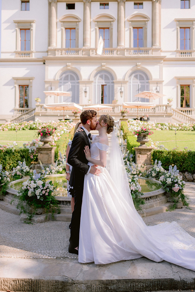 Symbolic wedding blessing at Villa Cora 5 star Hotel Florence Italy