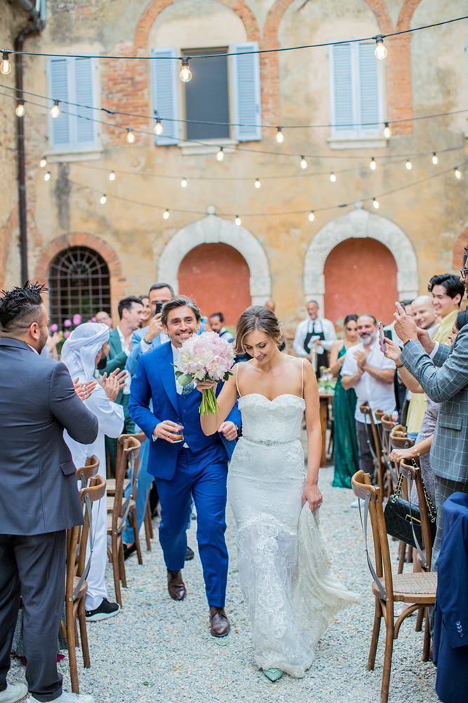 Ema and Enrico international blessing in Pienza Tuscany