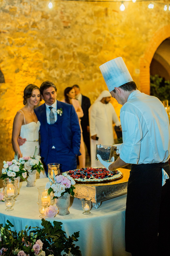 Ema and Enrico international blessing in Pienza Tuscany - millefoglie cake