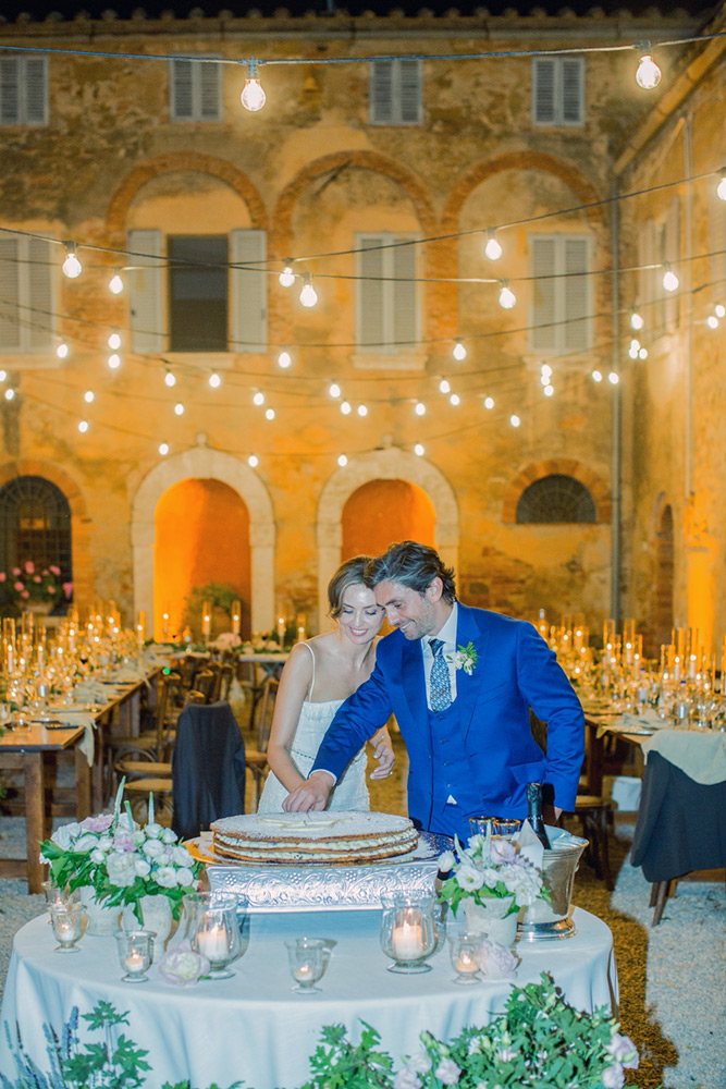 Ema and Enrico international blessing in Pienza Tuscany - millefoglie cake