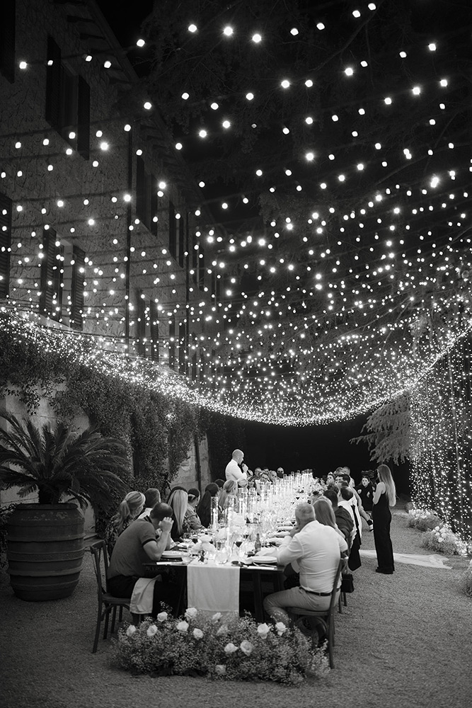 tuscany wedding tunnel fairy lights