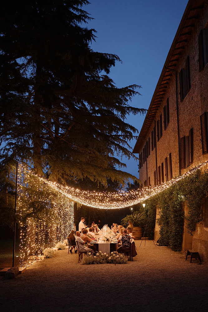 tuscany wedding tunnel fairy lights