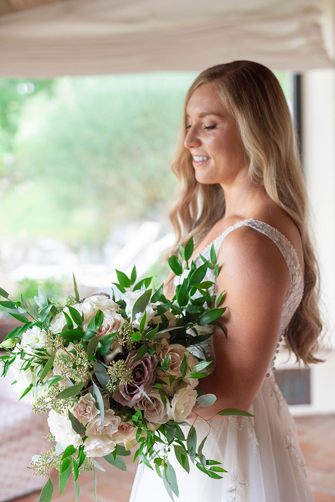 Autumn wedding blessing in converted hamlet, Umbria Italy