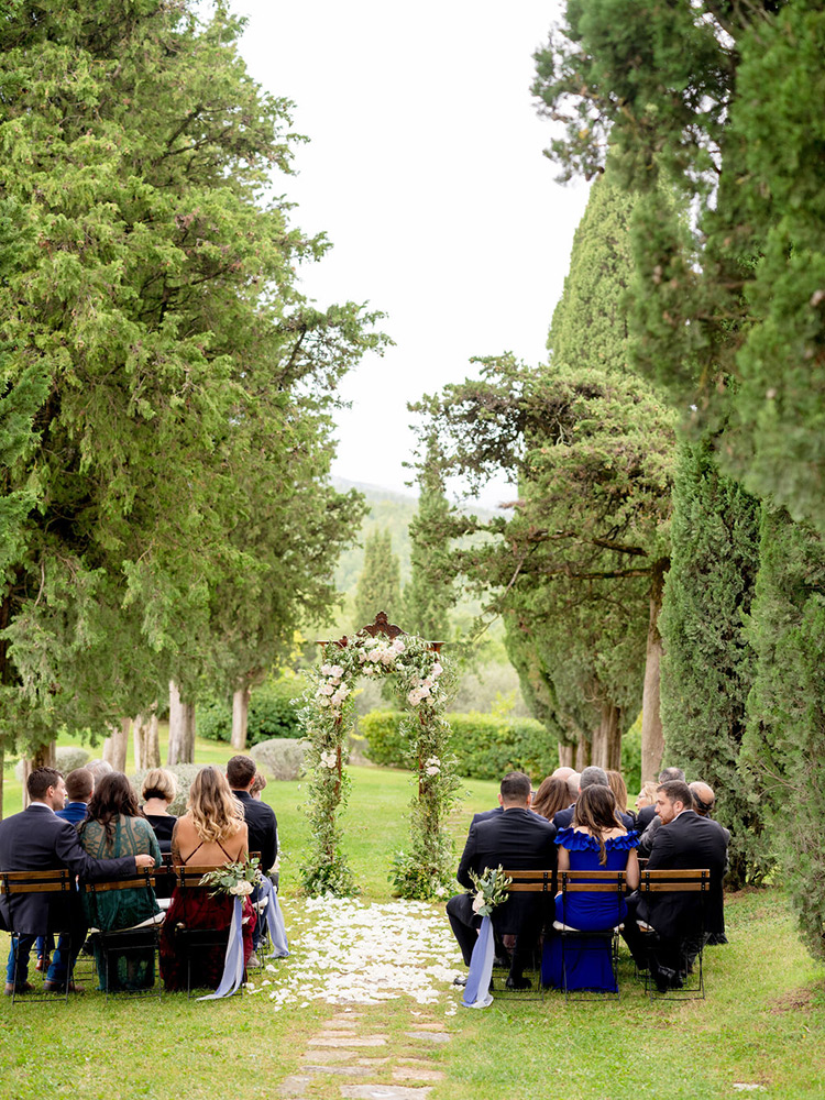 Autumn wedding blessing in converted hamlet, Umbria Italy